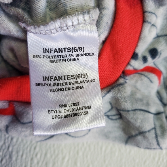 5/$23 Disney One-piece Sleeper Footie Pajamas Fleece Gray 101 Dalmations 6-9M - Picture 4 of 4